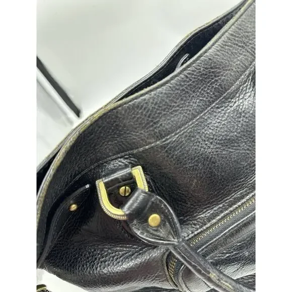 Cole Haan Pebbled Black‎ Leather Large Tote Top Handle Shoulder Bag Satchel Shoulder Bags